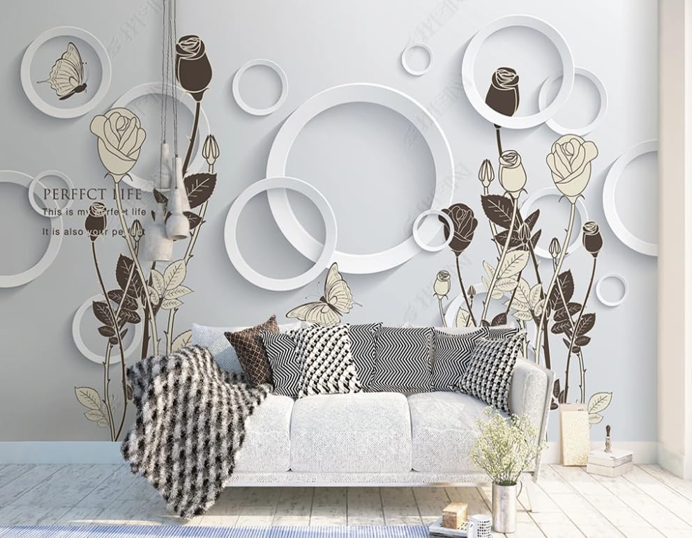 Papier peint intissé roses poster géant mural de décoration salon et chambre