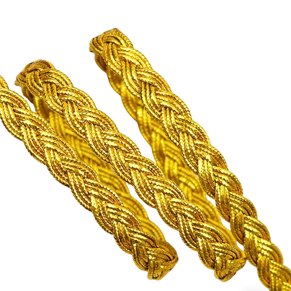 Leliafleury 18mx1.1cm Polyester Lace Ribbon Metallic Gimp Braid Trim Decorative Fabric Ribbon for DIY Crafts Sewing, Dark Gold