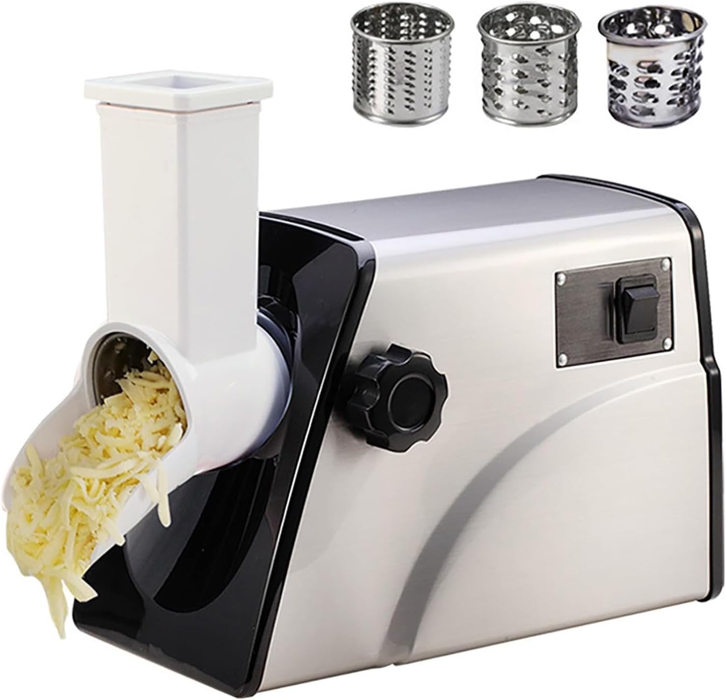 220V Electric Rotary Cheese Shredder with Stainless Steel Blades, Easy Clean, for Vegetables and Salad Preparation (Steel)