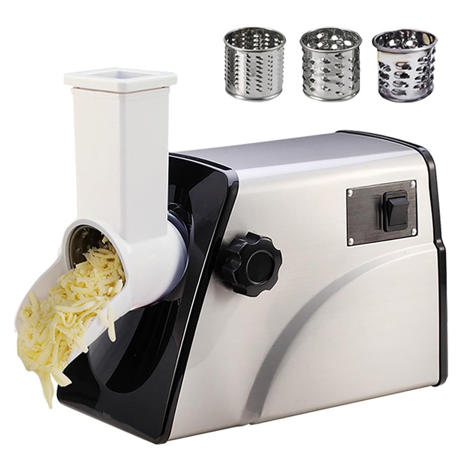 ZHJOPP Electric Rotary Cheese Shredder Machine, 300W Commercial Cheese Grater,Salad Maker for Vegetables, Automatic Spiralizer (steel)