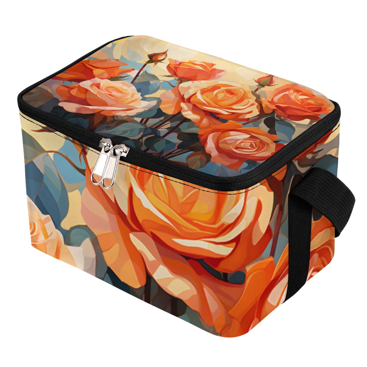 Lunch Bags for Women Men 9 Cans,Painting Roses Hot & Cold Food Delivery Bag Insulated Grocery Bag Insulated Lunch Box Watercolor Flower Cooler Bag for Office Work Picnic Beach