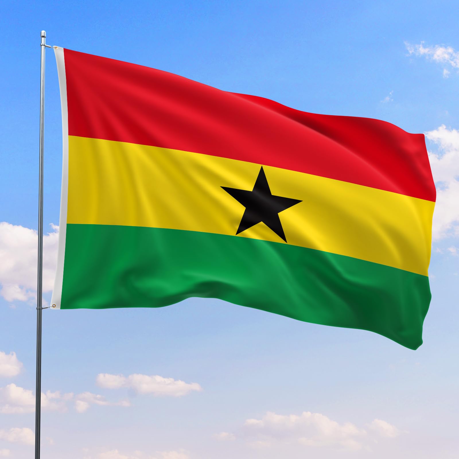 PartyYaa Ghana Flag, 5ft x 3ft Ghana Flag for Party Decorations Single Side with 2 Brass Eyelets, Waterproof - Image 4