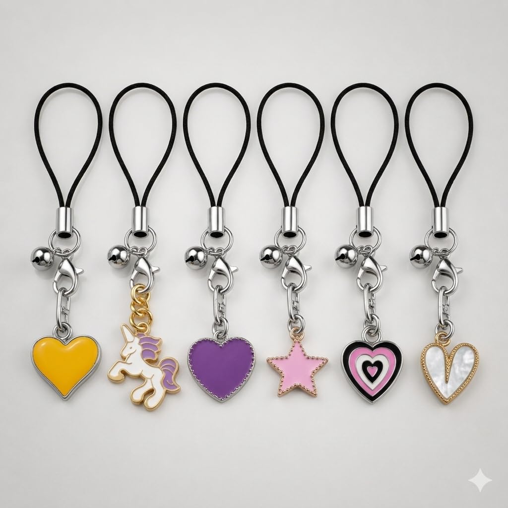 2Pcs Cute Cartoon Mobile Phone Charms with Line Loop,Kawaii Charms for Phone Case,Chain Mobile Accessories Good Luck Lanyard for Women Girls - Bag-image-10