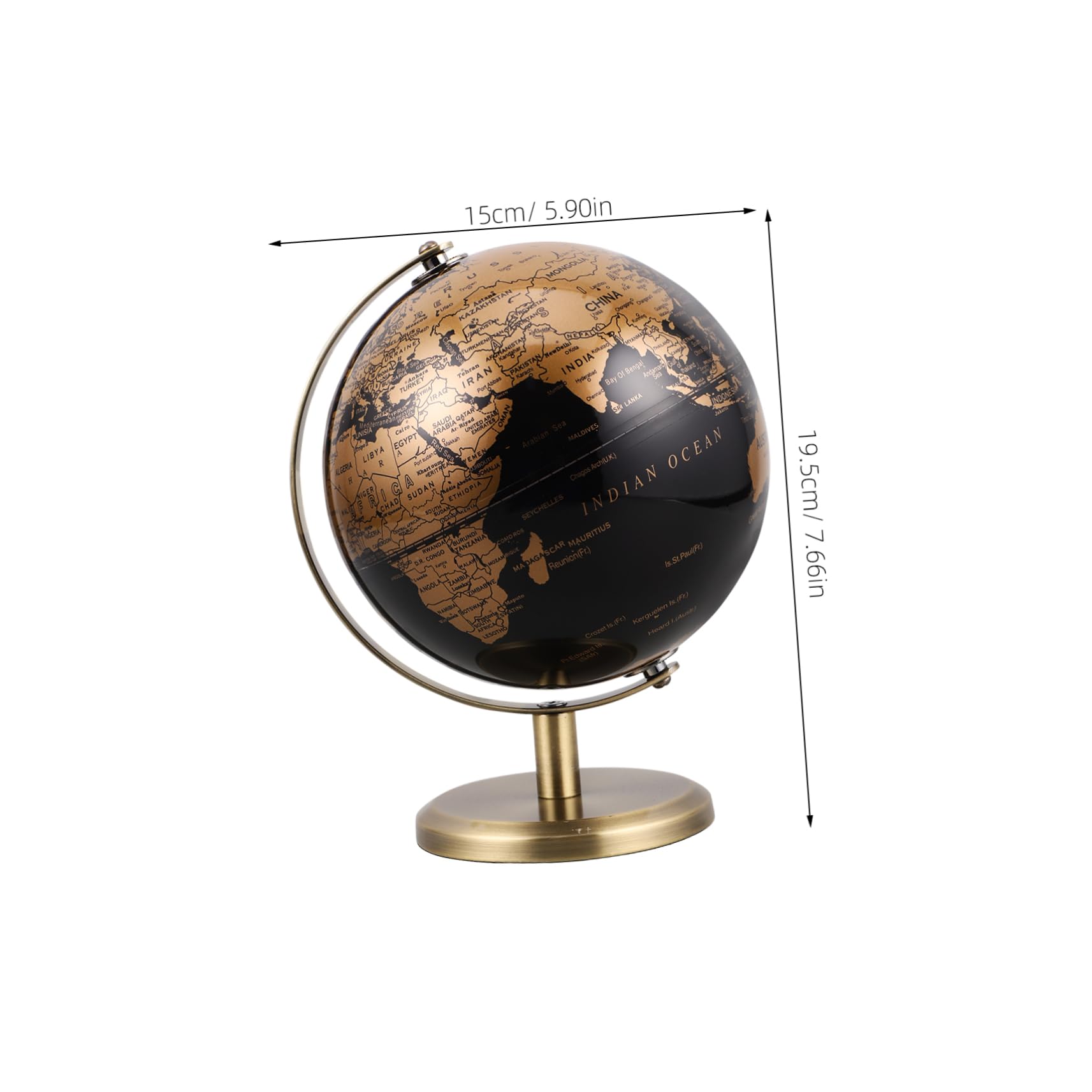 Kisangel Antique European Rotating Globe Ornament English Desktop Decoration for Home Office Smooth Surface Table Decor Engaging Geography Learning Tool