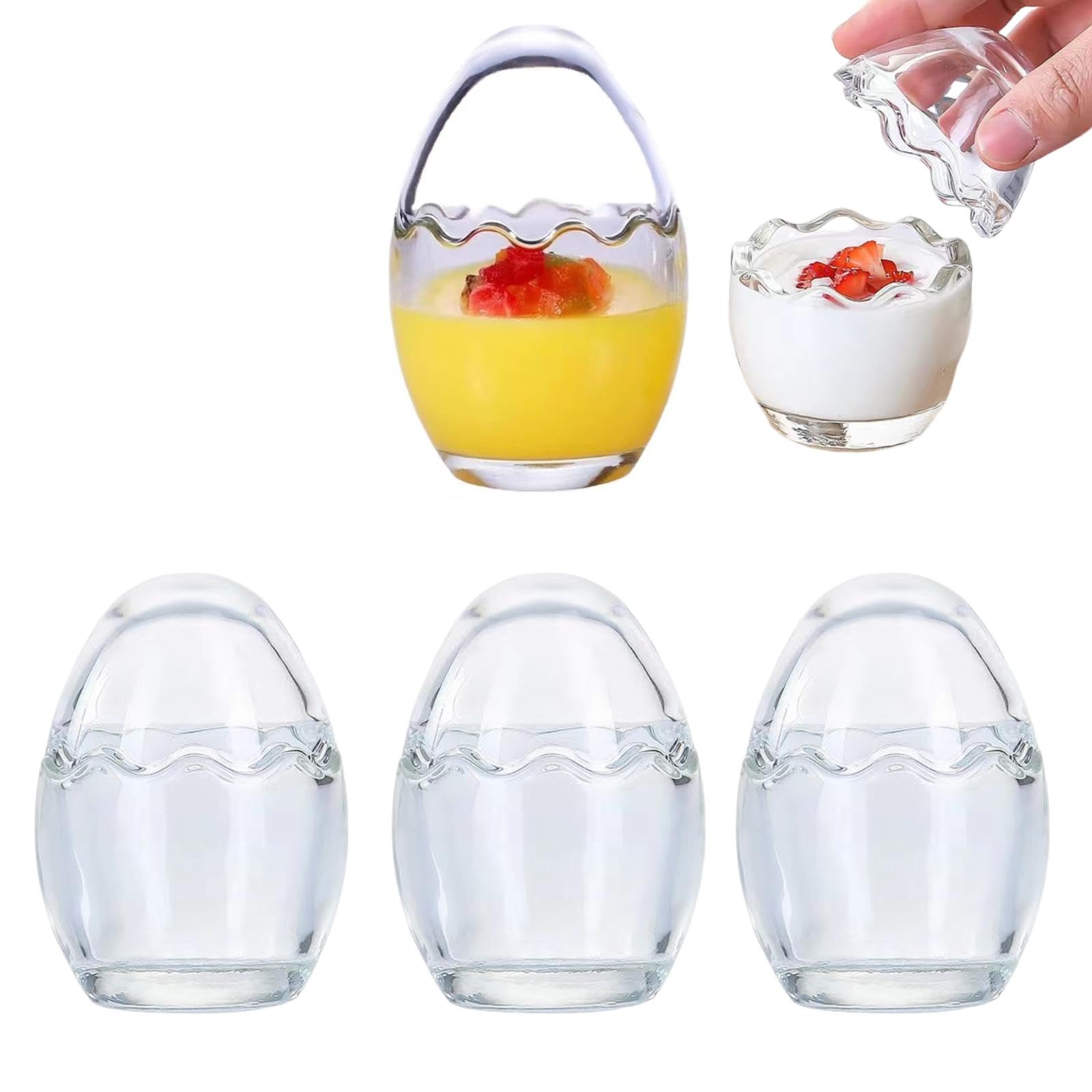 デザートカップ 透明 ガラス ピンク縁