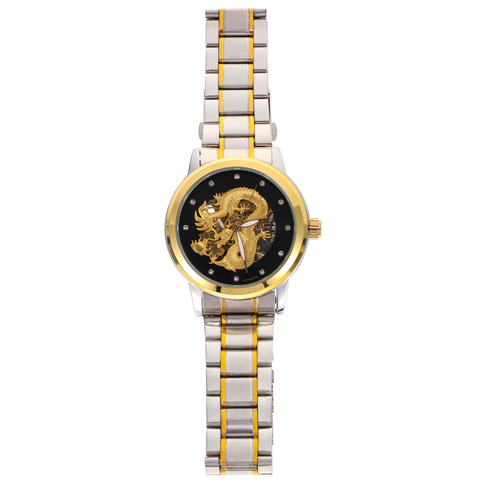 Veemoon Orologio Meccanico da Uomo in Acciaio Inossidabile Incisione Traforata, Elegante e Pratico per Uso Quotidiano e Business