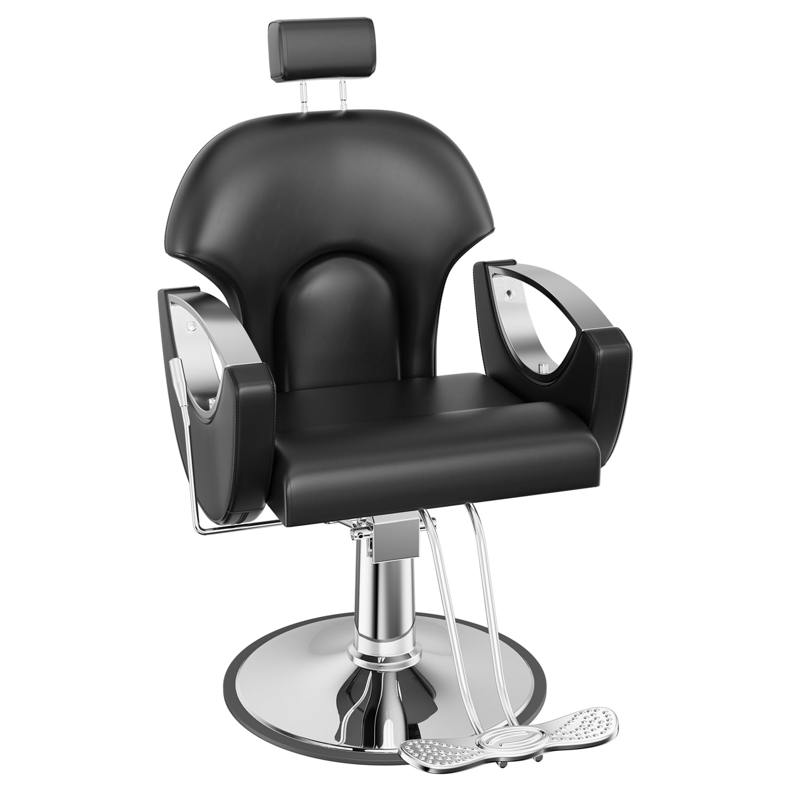Fauteuil de Coiffure, Chaise à Coiffeur Hydraulique Inclinable, Hauteur Réglables Barber 360° pour Salon de Coiffeur, Salon de Beauté, Tatouage (Noir)
