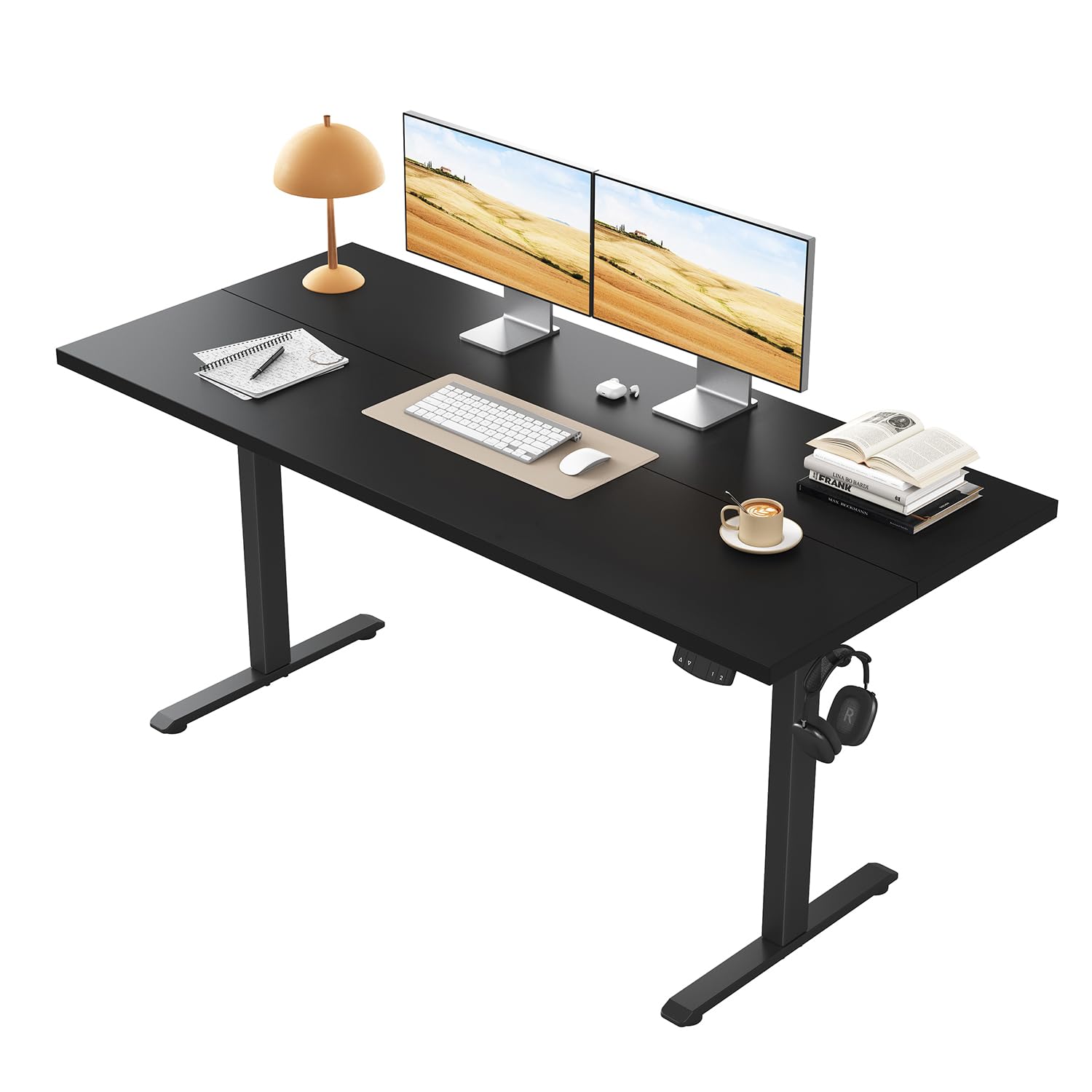 Klicelor Height-Adjustable Desk, Electric Sit-Stand Office Desk, Computer Desk with 2 Memory Functions, Standing Desk, 100 x 60 cm, Black