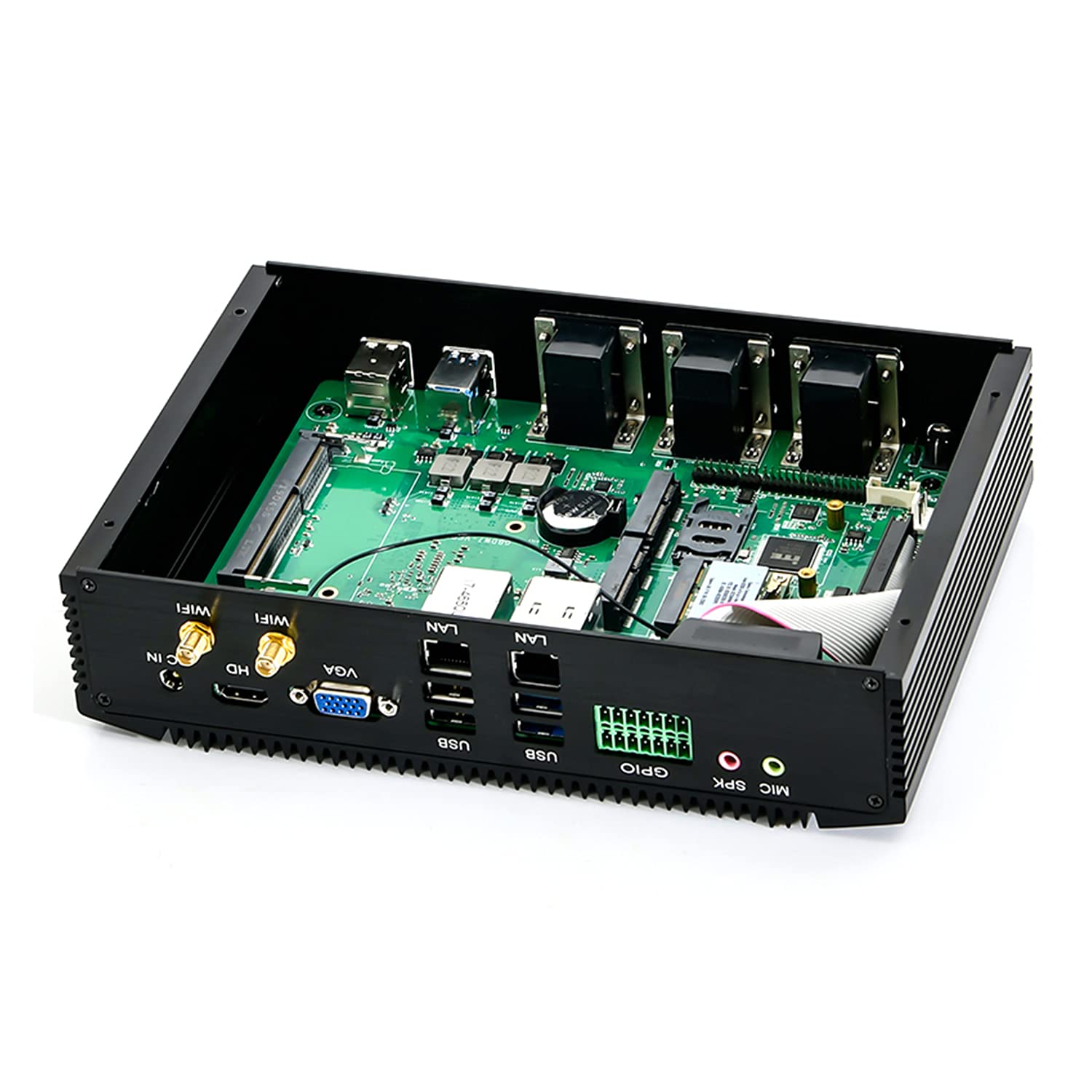 KINGDEL Mini PC compatto i7 CPU con 8 GB di RAM SSD da 256 GB, grafica HD, 6xCOM, 4xUSB 3.0, 4xUSB 2.0, 2xLAN, GPIO, LPT, HD, VGA, Wi-Fi
