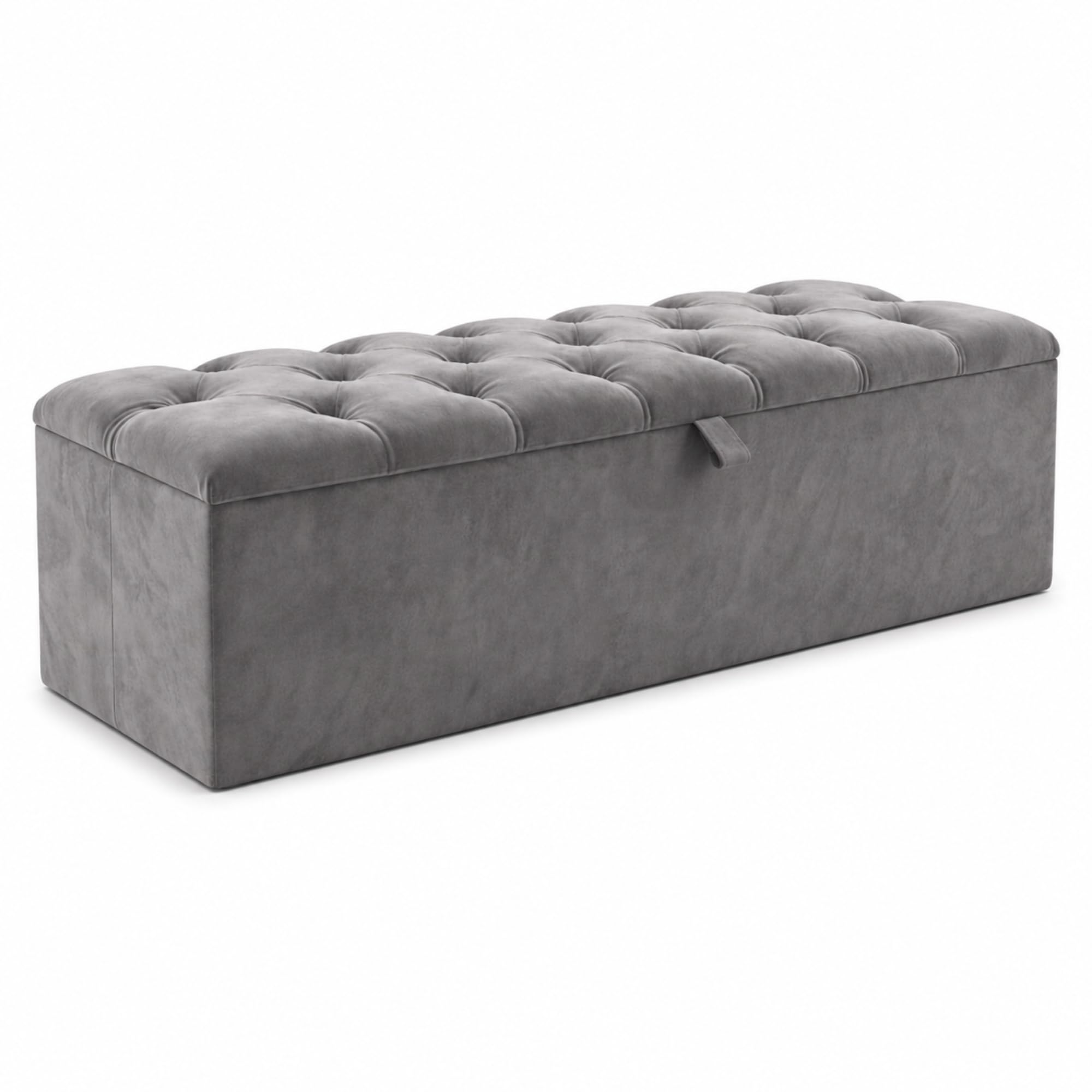BEDELUNA Ottoman Storage Box - Chesterfield Upholstered Rectangular Ottoman Storage – 45x101x33cm End of Bed Bench, Foot Rest Stool, Easy Assembly, Ideal for Living Room, Bedroom, Entryway (Grey)
