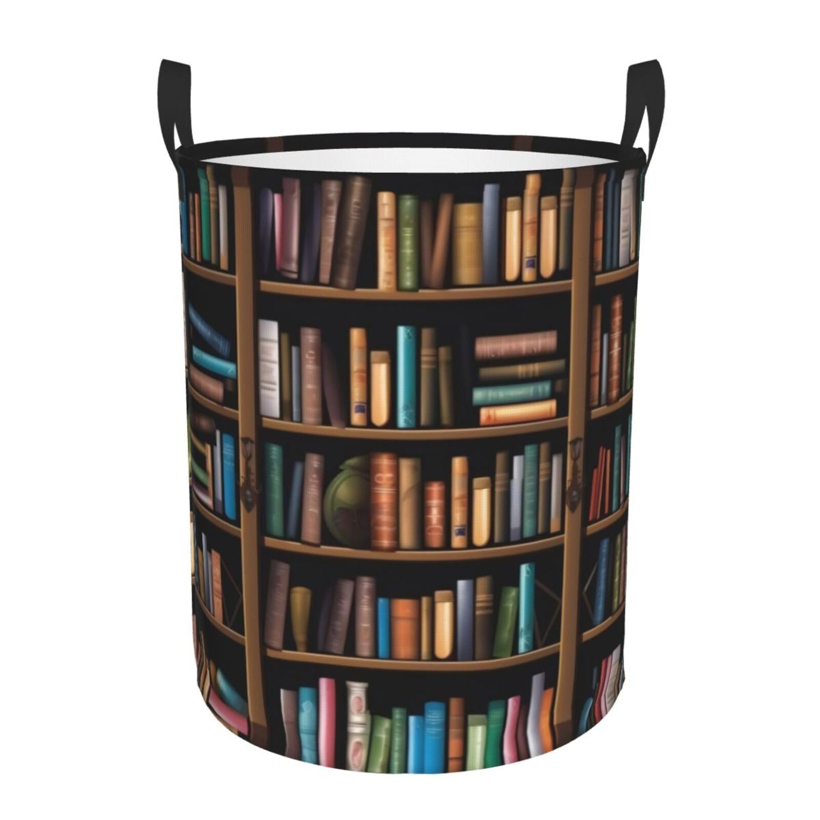Circular Laundry Basket | Library Bookshelf | Foldable Laundry Hamper, Waterproof Oxford Cloth Dirty Laundry Basket With Handles, Toy Storage Basket For Bedroom, Bathroom, Office, College Dorms