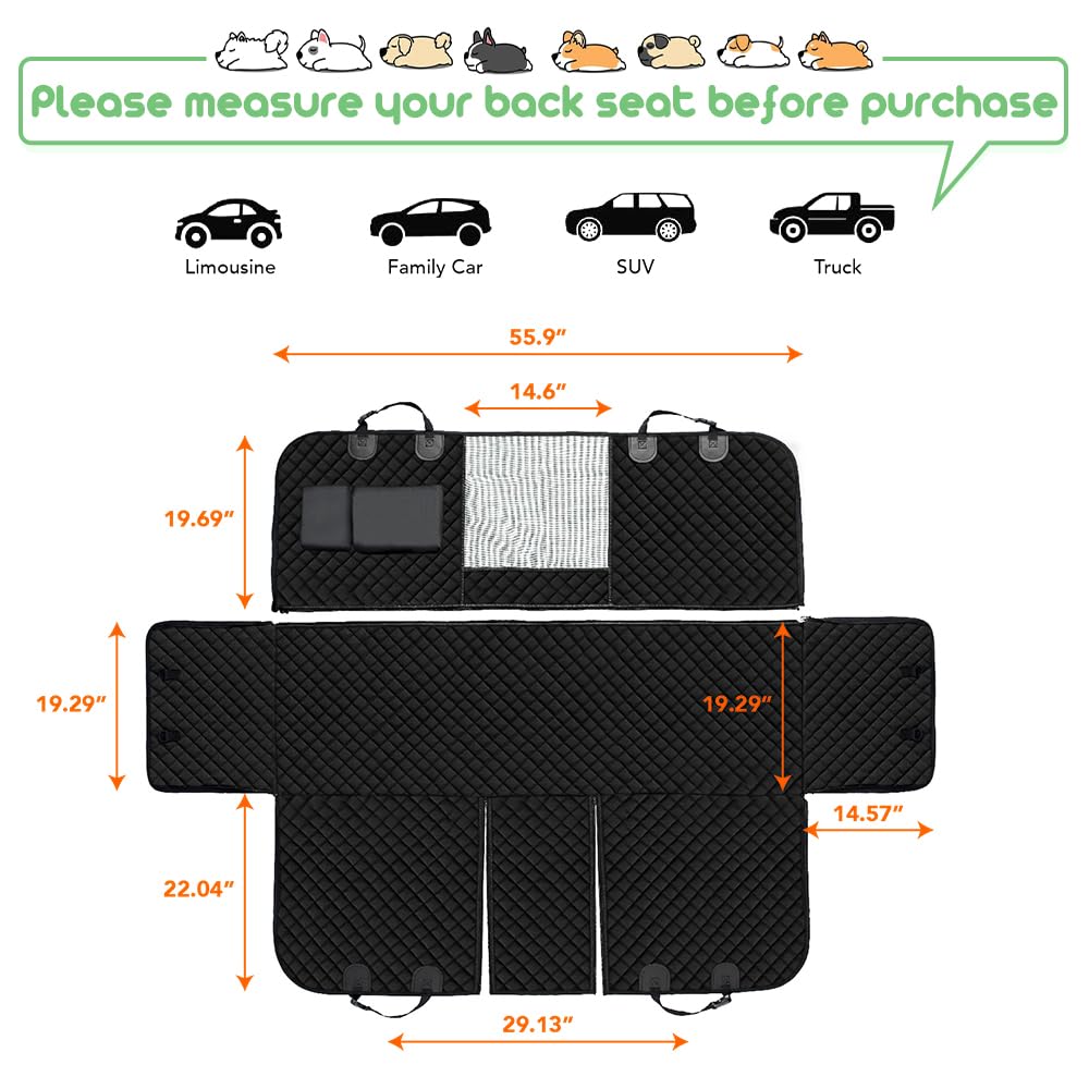 Vailge 100 Waterproof Convertible Dog Car Seat Covers, Waterproof Dog