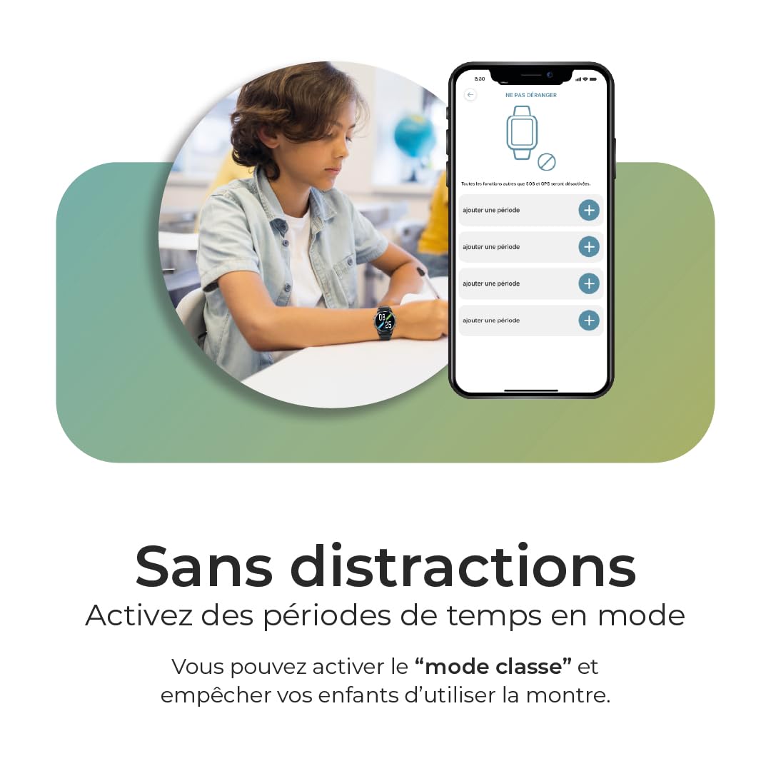 SaveFamily Slim 4G Montre Intelligente Enfant avec Appel vidéo GPS pour Enfants avec Appel, Chat, Bouton SOS, chronomètre, podomètre, étanche IP67, Design Moderne et Discret
