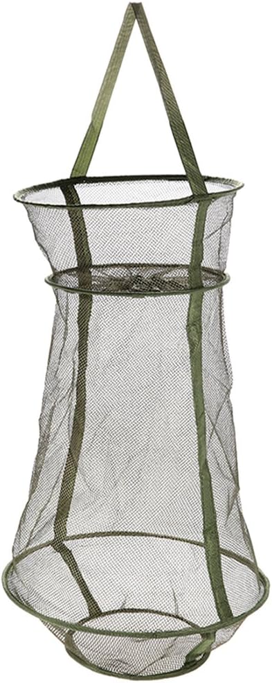 Outamateur Bottle-Shaped Collapsible Mesh Fishing Cage/Fishing Net Portable and Durable,Perfect for Keeping Fishes/Smelt/Minnows/Crab/Shrimps/Lobsters(Green) (13.8" x 22.4")
