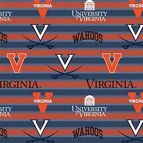 University of Virginia Fleece Blanket Fabric-Virginia Cavaliers Fleece Fabric with Awesome Polo Stripe=Sold by The Yard