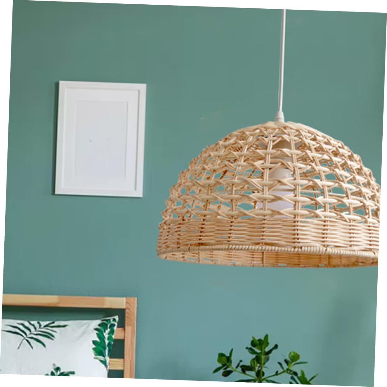 Uonlytech Vintage Rattan Chandelier Lampshade Woven Lampshade for Ceiling Light Decor Rustic Pendant Replacement