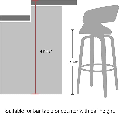 Miniatura 6 de Glitzhome Juego de 2 taburetes de bar giratorios de 2 a 29.5 pulgadas, sillas de barra de altura de asiento tapizadas de tela y marco de madera de