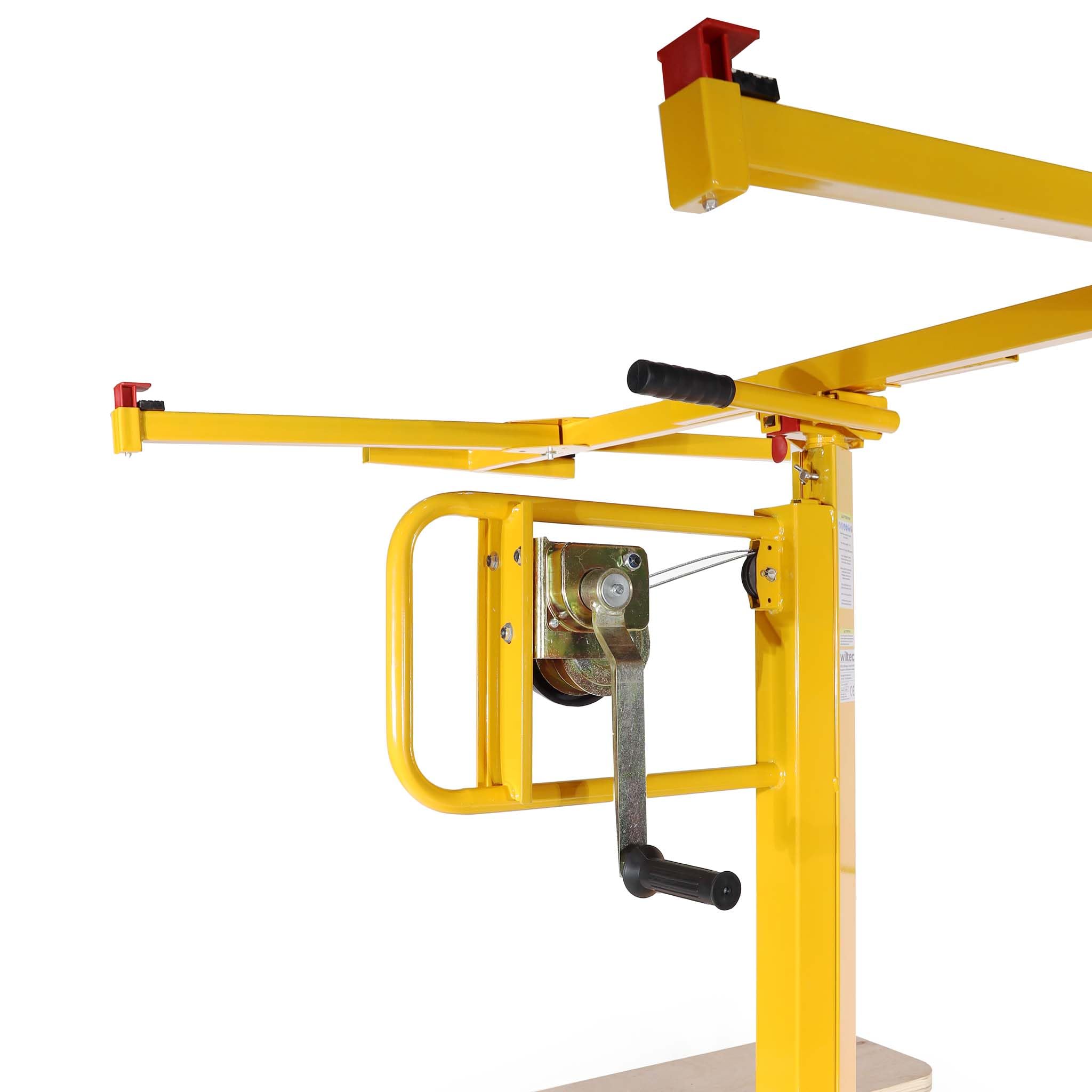 Podnośnik panelowy Wiltec do maks. 75 kg, wysokość 138-338 cm, pomoc w montażu płyt kartonowo-gipsowych, podnośnik panelowy uchylny z 4 kółkami z hamulcem postojowym