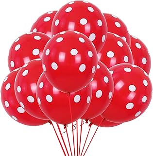 TONIFUL 100pcs Red and White Polka Dots Balloons 12inch Large Polka Dot Latex Party Mouse Balloons for Wedding Birthday Party Festival Decoration Halloween Christmas New Year Supplies