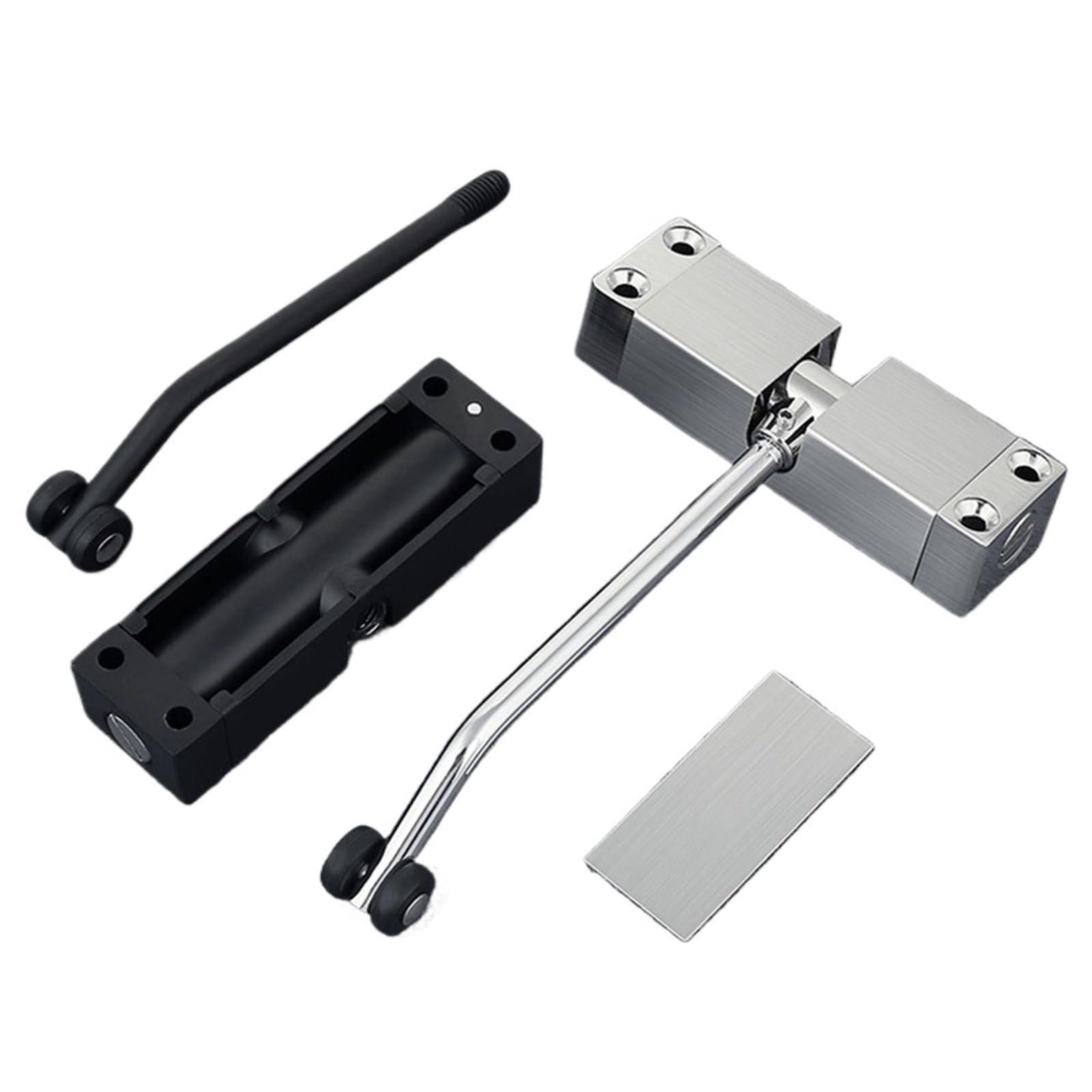 Adjustable Spring Door Closer Stainless Steel Silent Door Buffer Closer(Black Round)