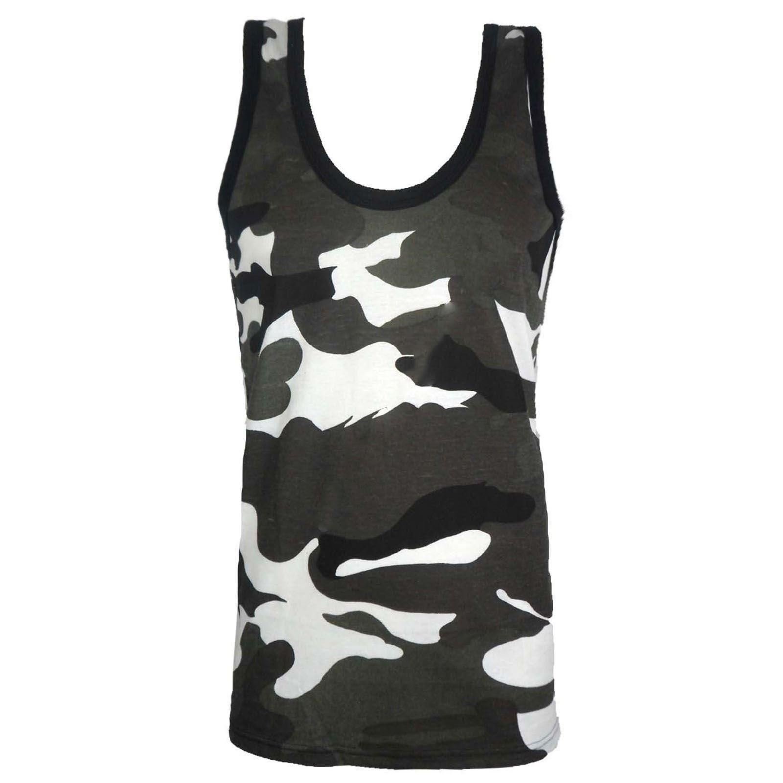 Ga Communications Men's White Camo Camouflage Vest Sleeveless Muscle Top Jungle Combat Military Gym Shirt Army[,2Xl]