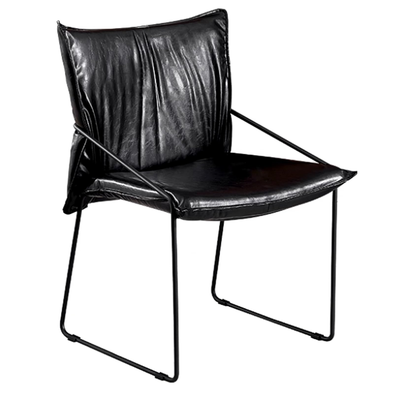 Chaise de bureau ergonomique rembourrée en cuir noir sans montage