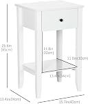 HOMCOM Side Table Set of 2, End Tables with Drawer and Bottom Shelf, 2-Tier Nightstand for Bedroom, Living Room, White