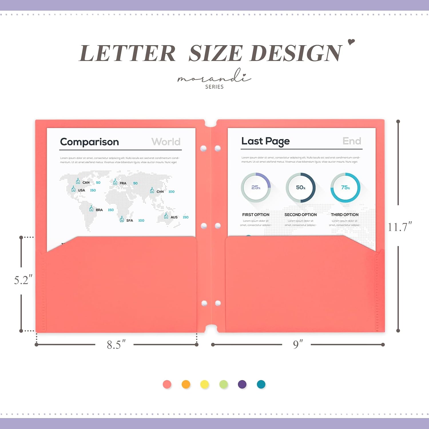 H4D 3-Hole Plastic Folders, 2 Pockets, Letter Size, Primary Colors, 6 Pack image 2