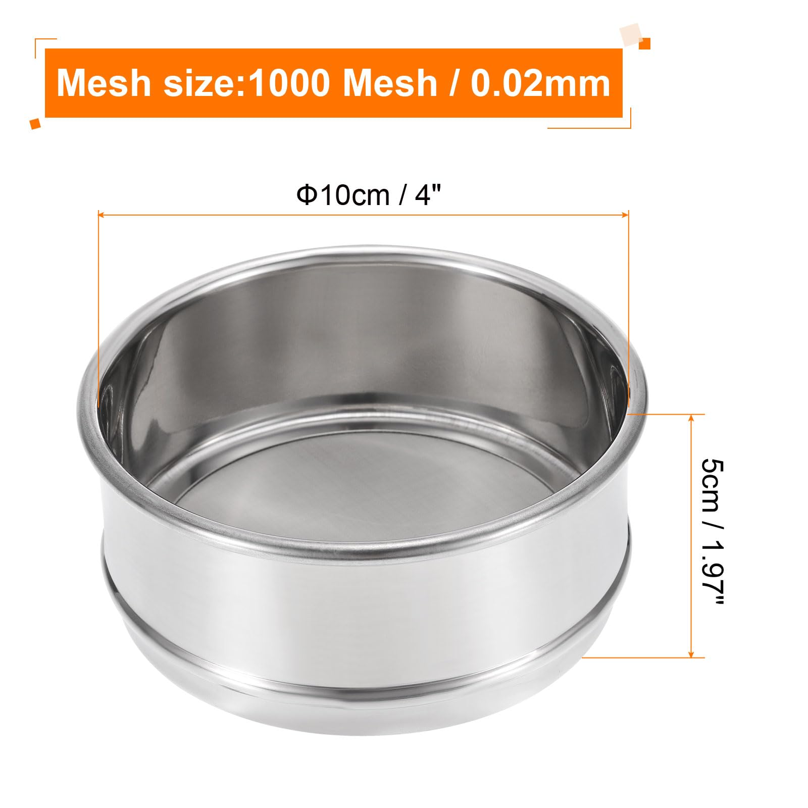 PATIKIL 1000 Maschen Laborsieb 4" Durchmesser Testsieb 304 Edelstahl Drahtgewebe (0.02mm) Für Industrielles Labor
