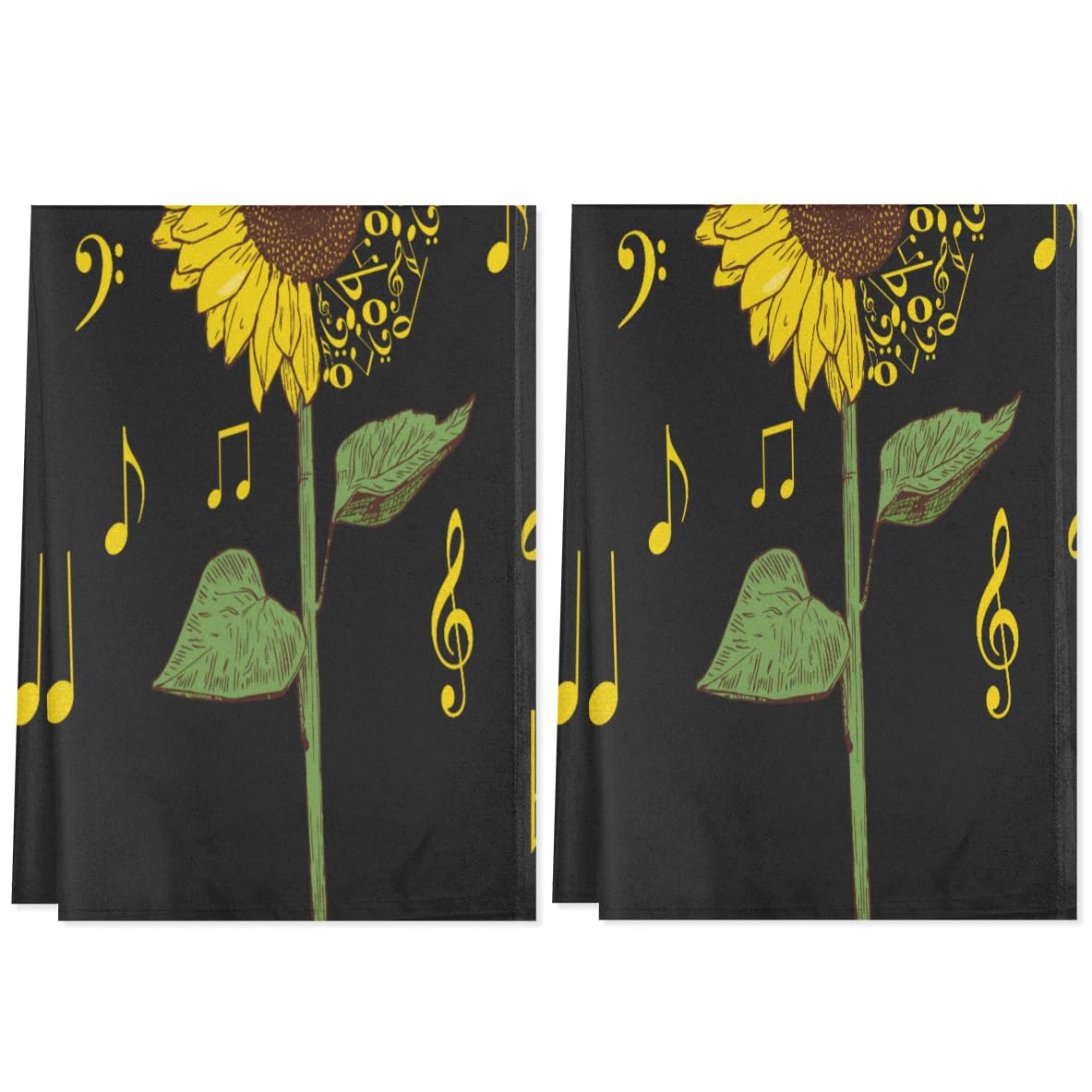 QsirBC Kitchen Towels Set of 2 Classic Musical Note Hand Towels Dish Towels Reusable Decorative Towel Sets for Cooking Baking, 28.3 X 17.7 Inch