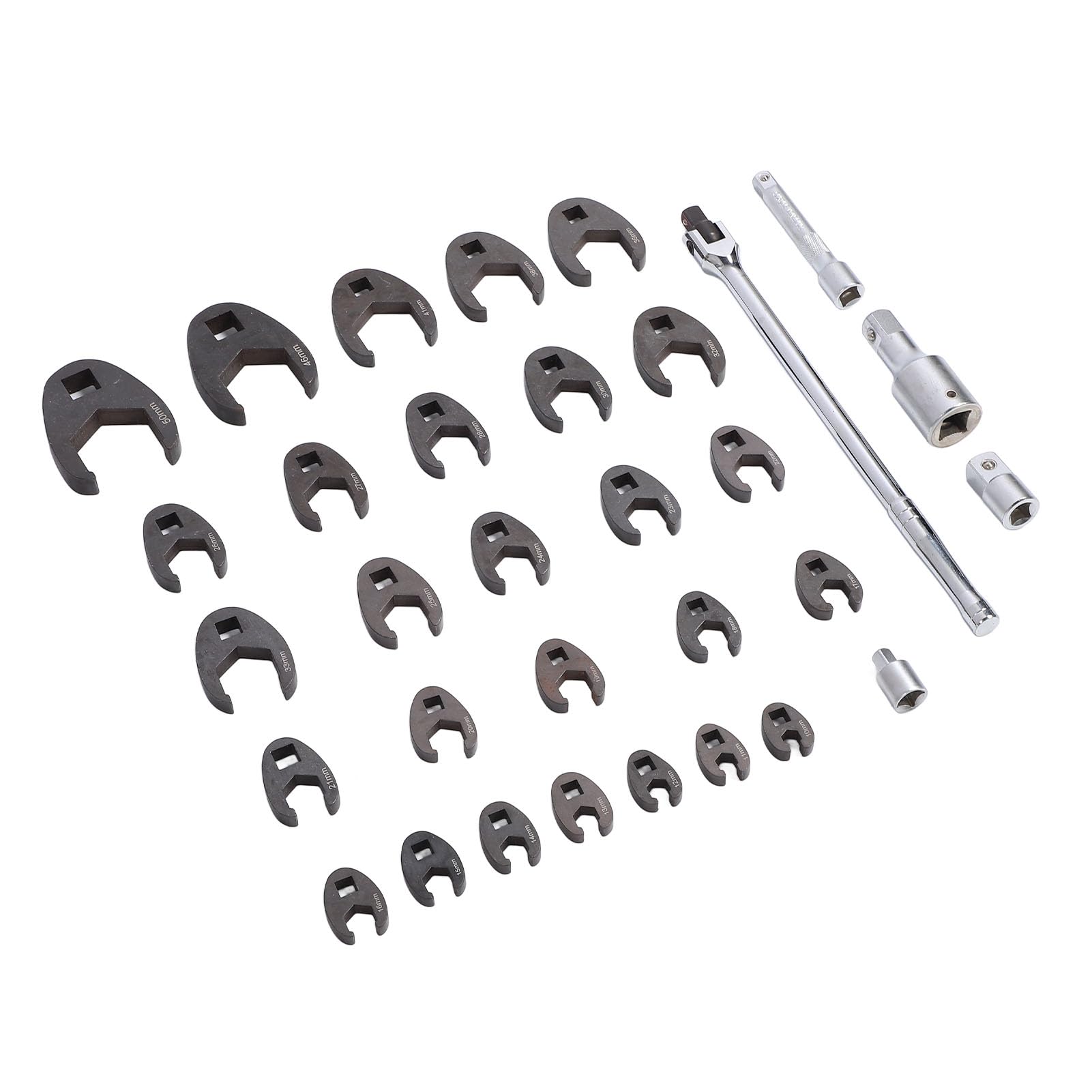 Set di 32 chiavi metriche a distanza stretta, chiavi aperte offset da 3/8 1/2 3/4 pollici, kit di strumenti di riparazione auto professionale con barra di estensione per auto, camion, moto M