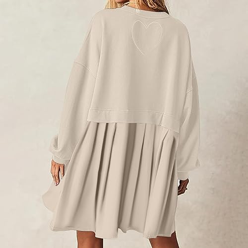 Miniatura 2 de Sudadera de gran tamaño para mujer, sin botones, holgada, ajuste relajado, longitud hasta la rodilla, mini vestidos plisados