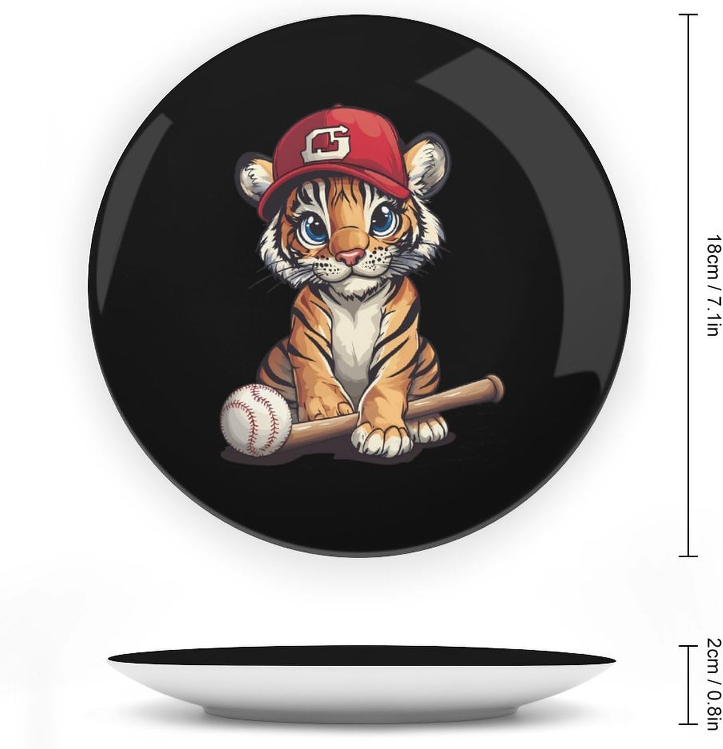 Tiger Baseball Decorative Plate Tray Decor Trinket Dish Bone China Dinner Plates for Home Office Kitchen