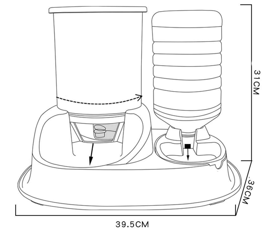 Gatos Perros Alimentador de Agua Potable Integrado Riego Automático Y Alimentador de Alimentos 4 L con 1 Dispensador de Agua Y 1 Alimentador Automático para Mascotas