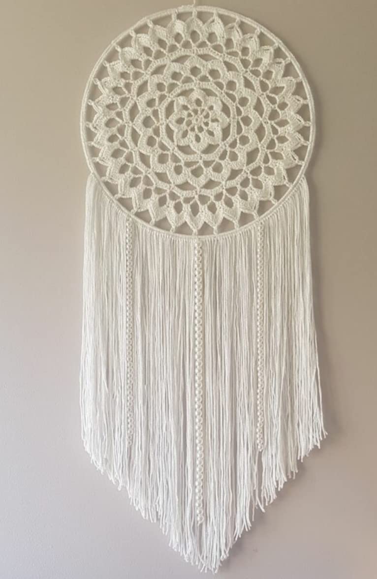 Kavya Craft Present Dream Catcher Wall Hanging Wall Decor For Bedroom And Living Room Wall Hanging For Birthday Gifting Geometric Wall Art Rope Based Handmade - Cotton, White-image-21
