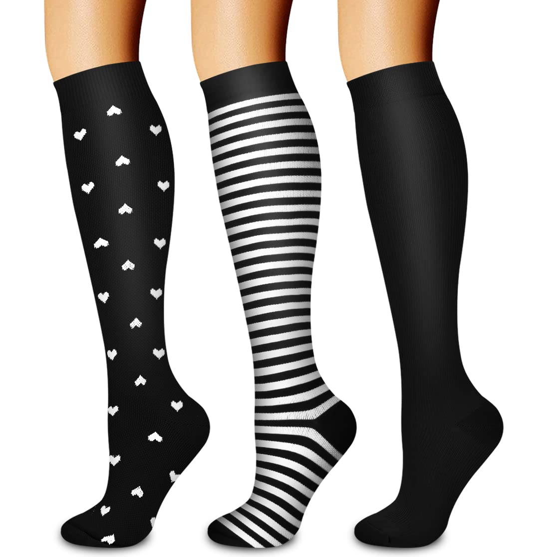 Laite Hebe 3 Pack Compression Sock-Compression Sock For Women and Men Circulation -Best for Running,Athletic Sports