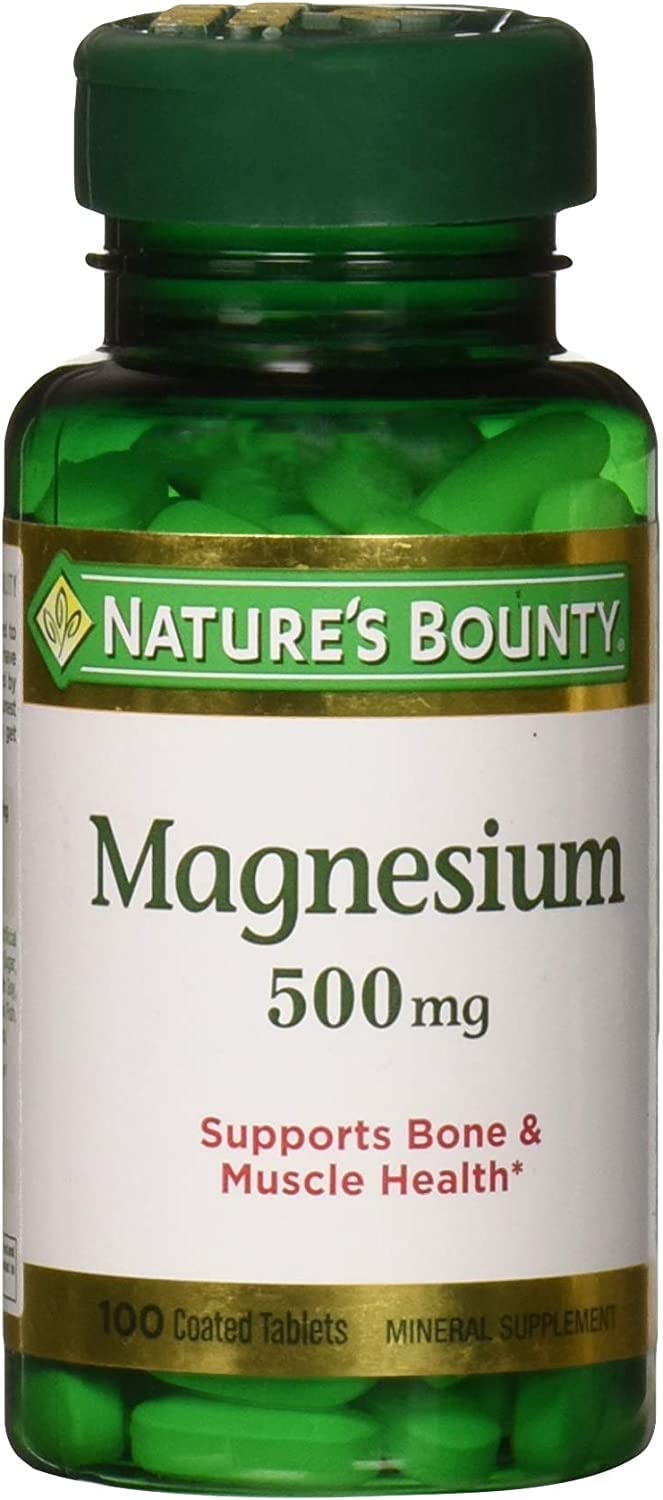 Nature's Bounty Magnesium 500mg, 100 Count, Pack of 2 100 Count (Pack of 2)