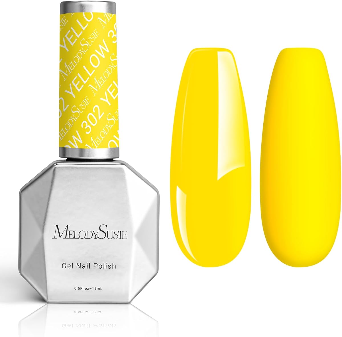 MelodySusie Esmalte de uñas de gel amarillo almendra neón grueso, 0.5 fl oz uñas remojadas UV LED amarillo brillante esmalte de gel regalo para mujeres arte de uñas salón de manicura DIY diseño de uñas decoración en casa-302