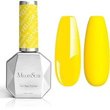 MelodySusie Thick Neon Almond Yellow Gel Nail Polish,0.5fl oz Nails Soak Off UV LED Bright Yellow Gel Polish Gift for Women Nail Art Manicure Salon DIY Nail Design Decoration at Home-302
