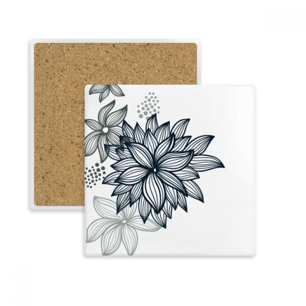 Tasse porte de pierre absorbant dessous de verre carré fleurs art