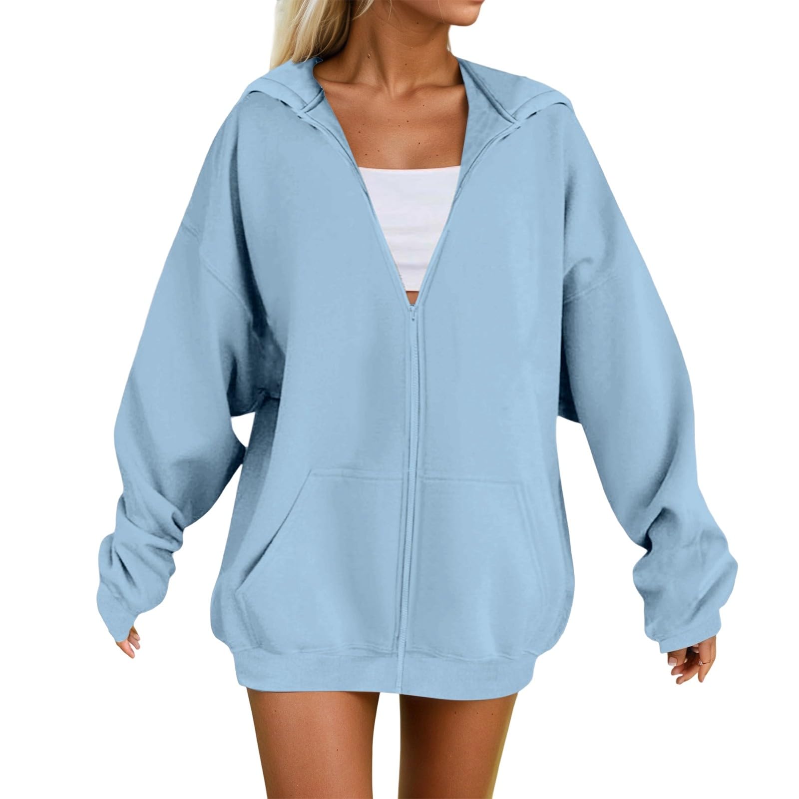 Dames oversized trendy hoodies losse pasvorm capuchon lange