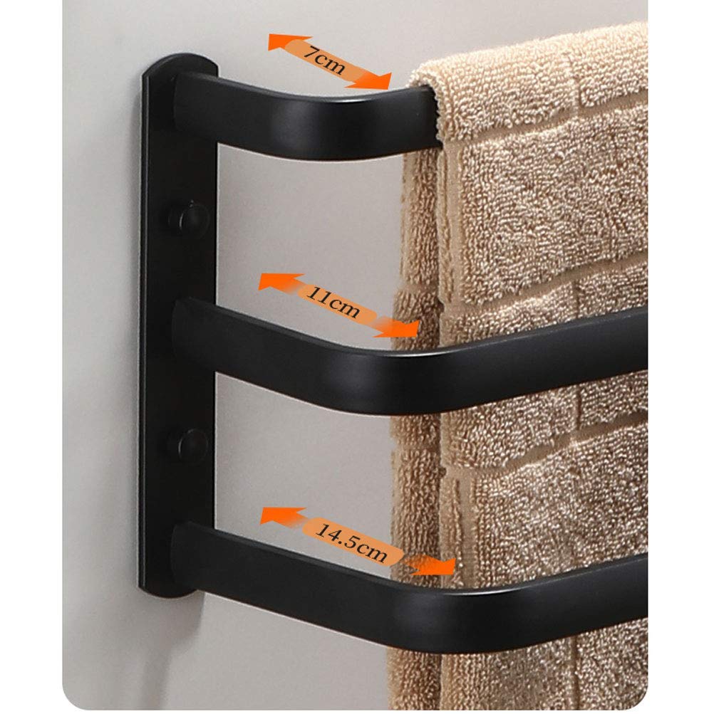 Portasciugamani da bagno a parete, portasciugamani in alluminio con spazio di dislocazione multistrato, portasciugamani per bagno, cucina, hotel, nero, triplo strato 30 cm (bianco triplo strato 50 cm)