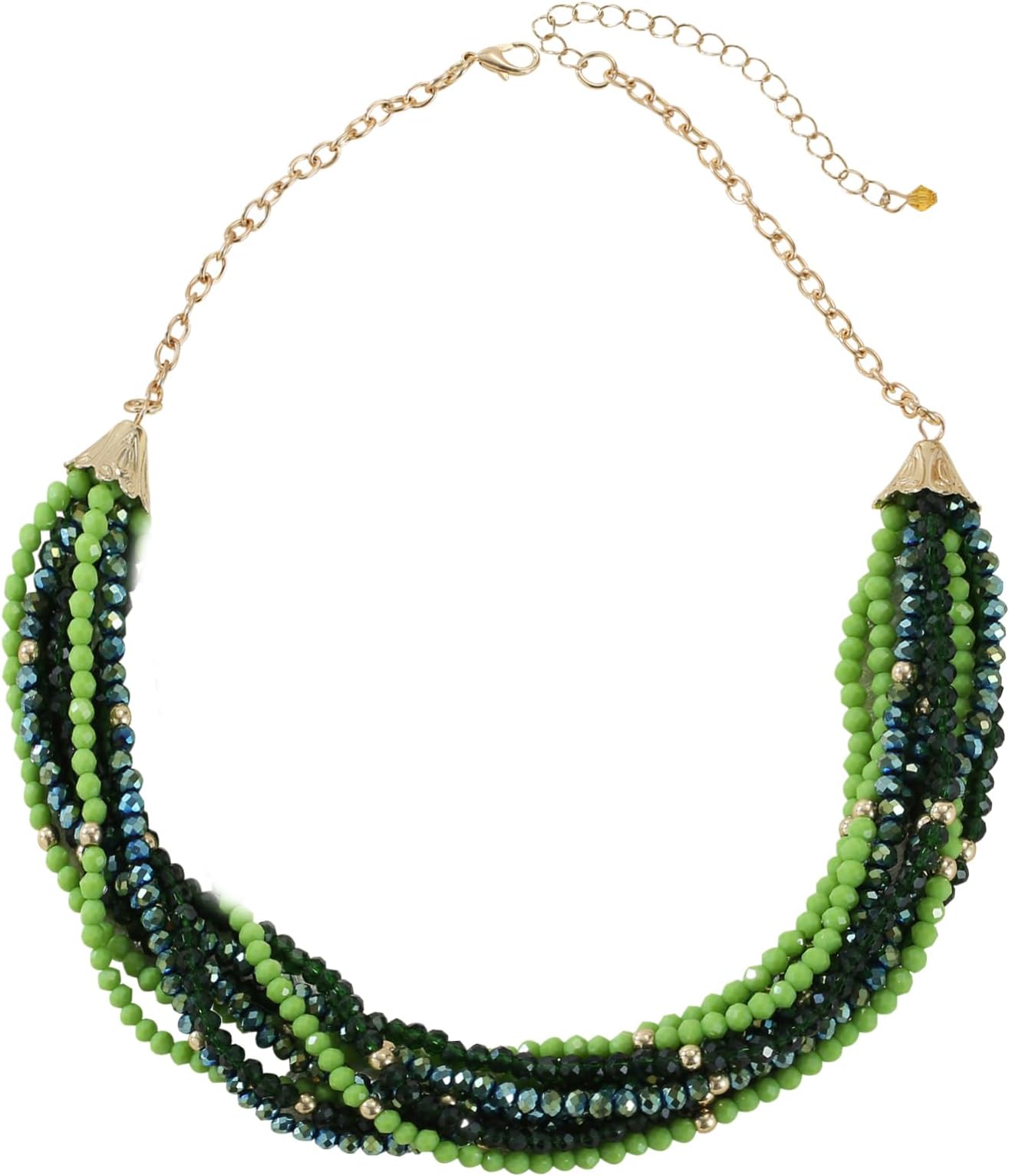 Statement Multi-stand Crystal Beads Necklace Trendy 3 tone Chain Necklace Trendy Multi-Color Dainty Choker Collar Costume Jewelry Gifts for Women