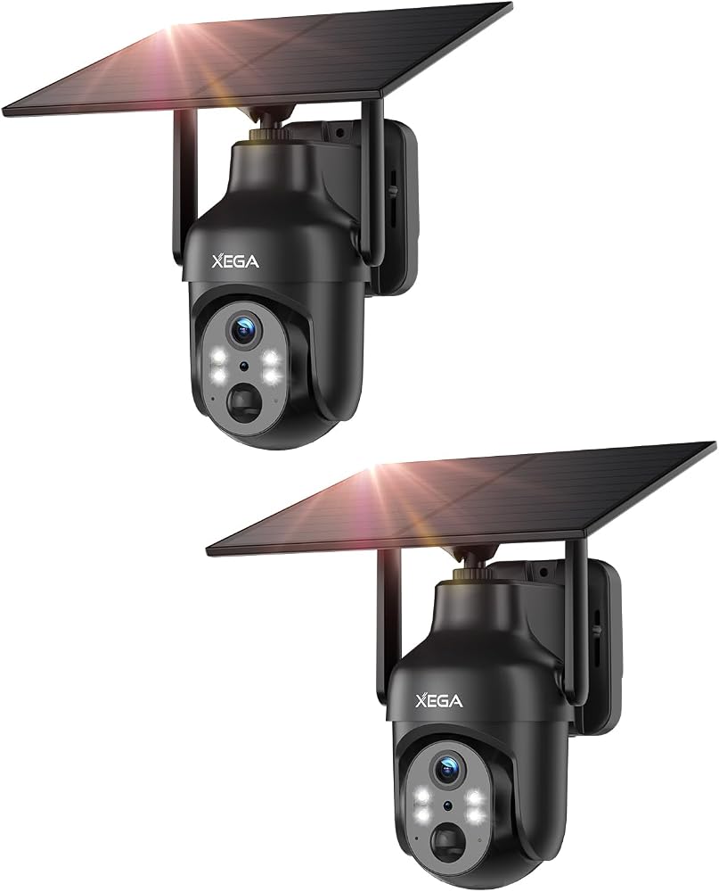 Xega caméra solaire Wi‑Fi – pack de 2