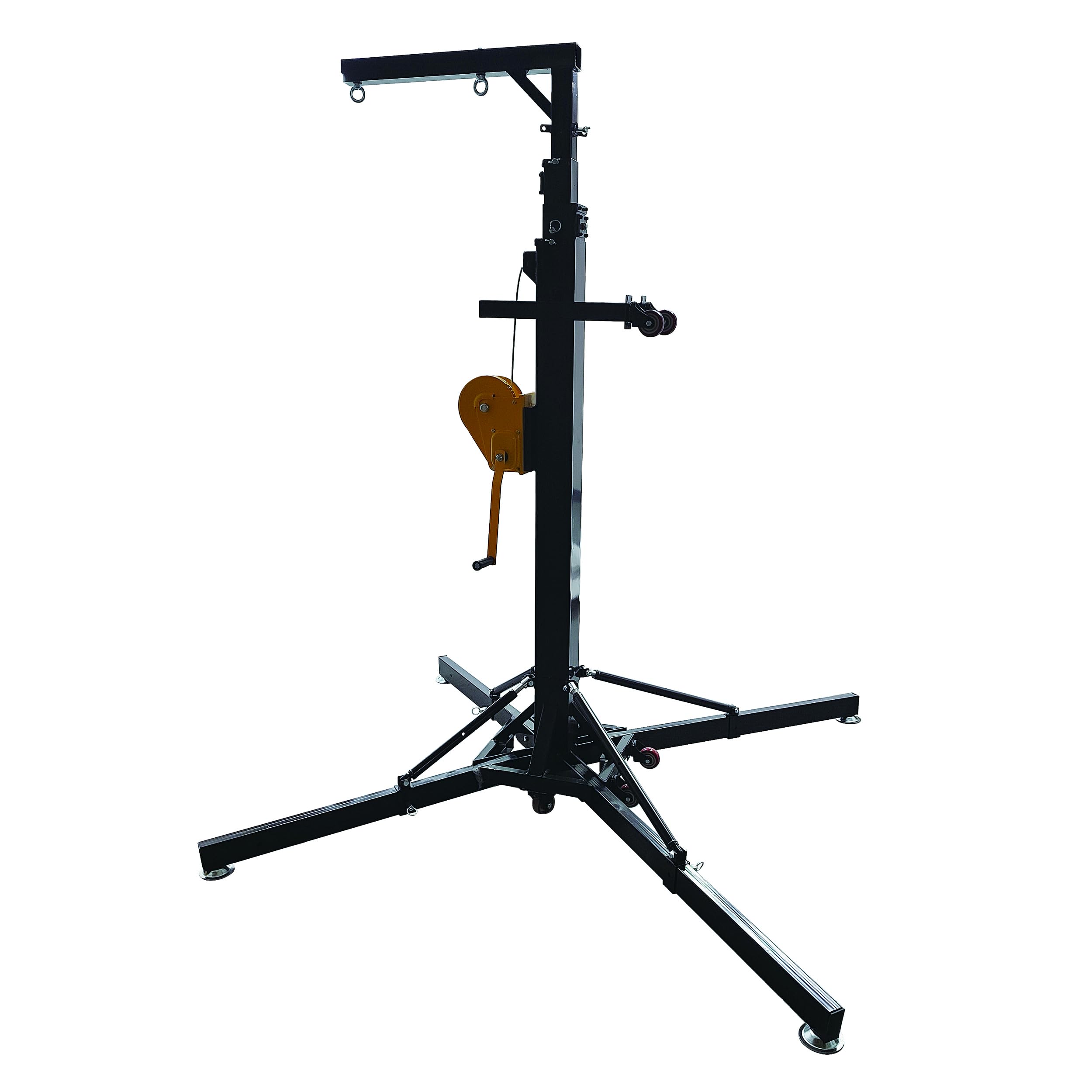 LGXEnzhuo Steel Audio Crank Stands, 6.5-19.6 ft Height Crank Up Stands, Telescoping Stage Speaker Stands, 4 Support Legs and 4 Moving Casters, 550LB Load Capacity