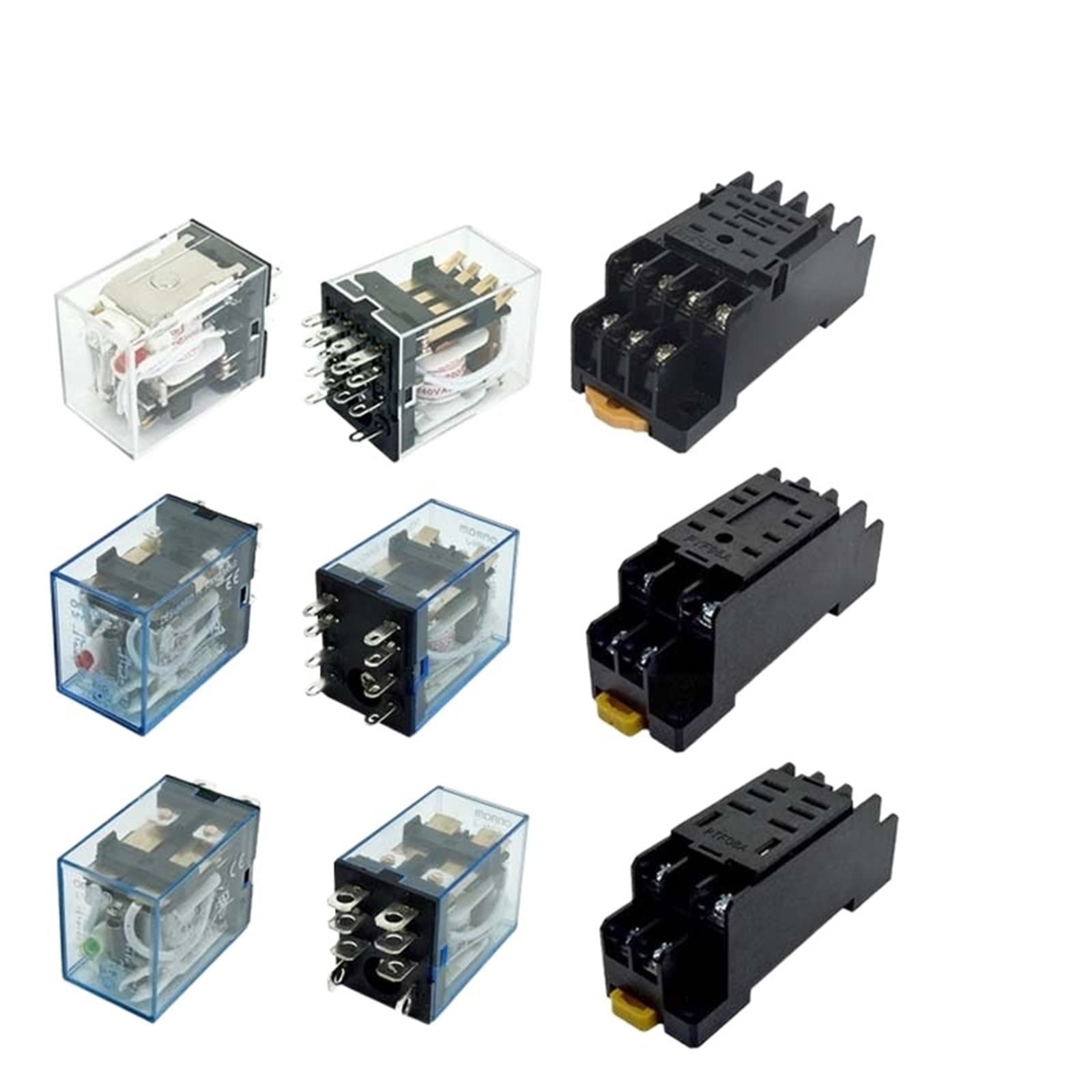Relé LY2NJ de 8 pines DPDT con base de carril y testigo LED para cuadros de corriente 7