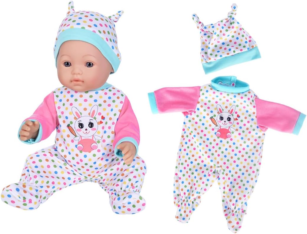 7 pcs Baby Doll Clothes Fit for 14-16 Inch Baby Doll Dresses Outfits 17 inch New Born Baby Dolls,15 Inch Baby Doll (No Doll)