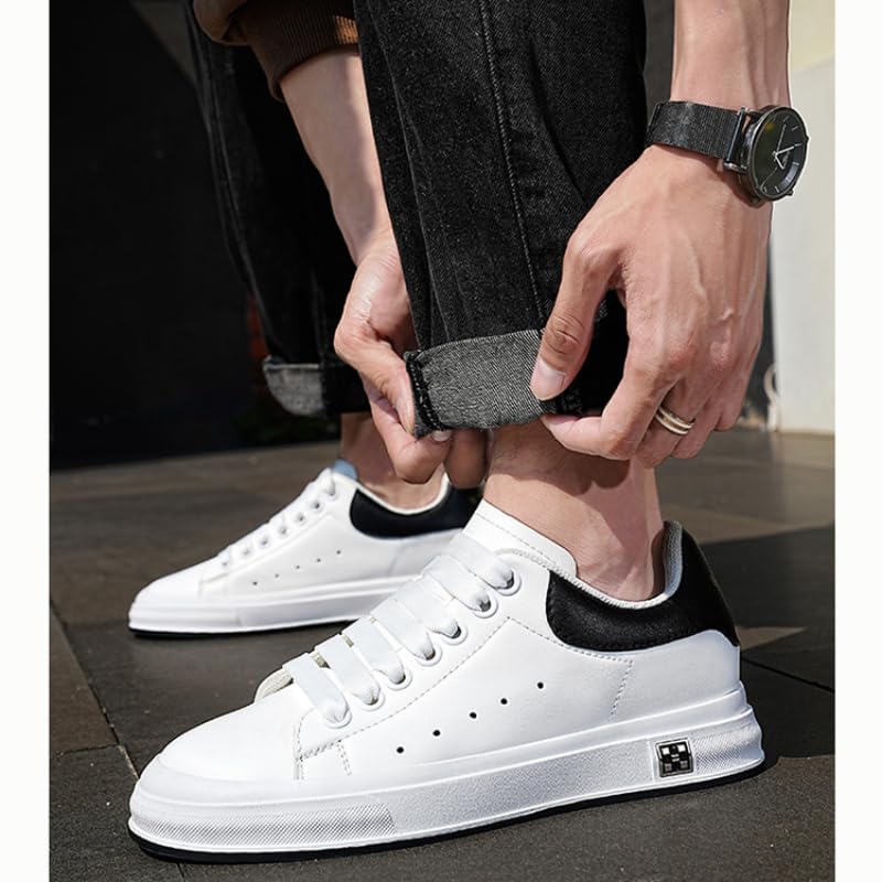 Men‘s Invisible Height Increasing Elevate Shoes White Sneakers Light Weight Lace up Fashion Sneakers Classic4