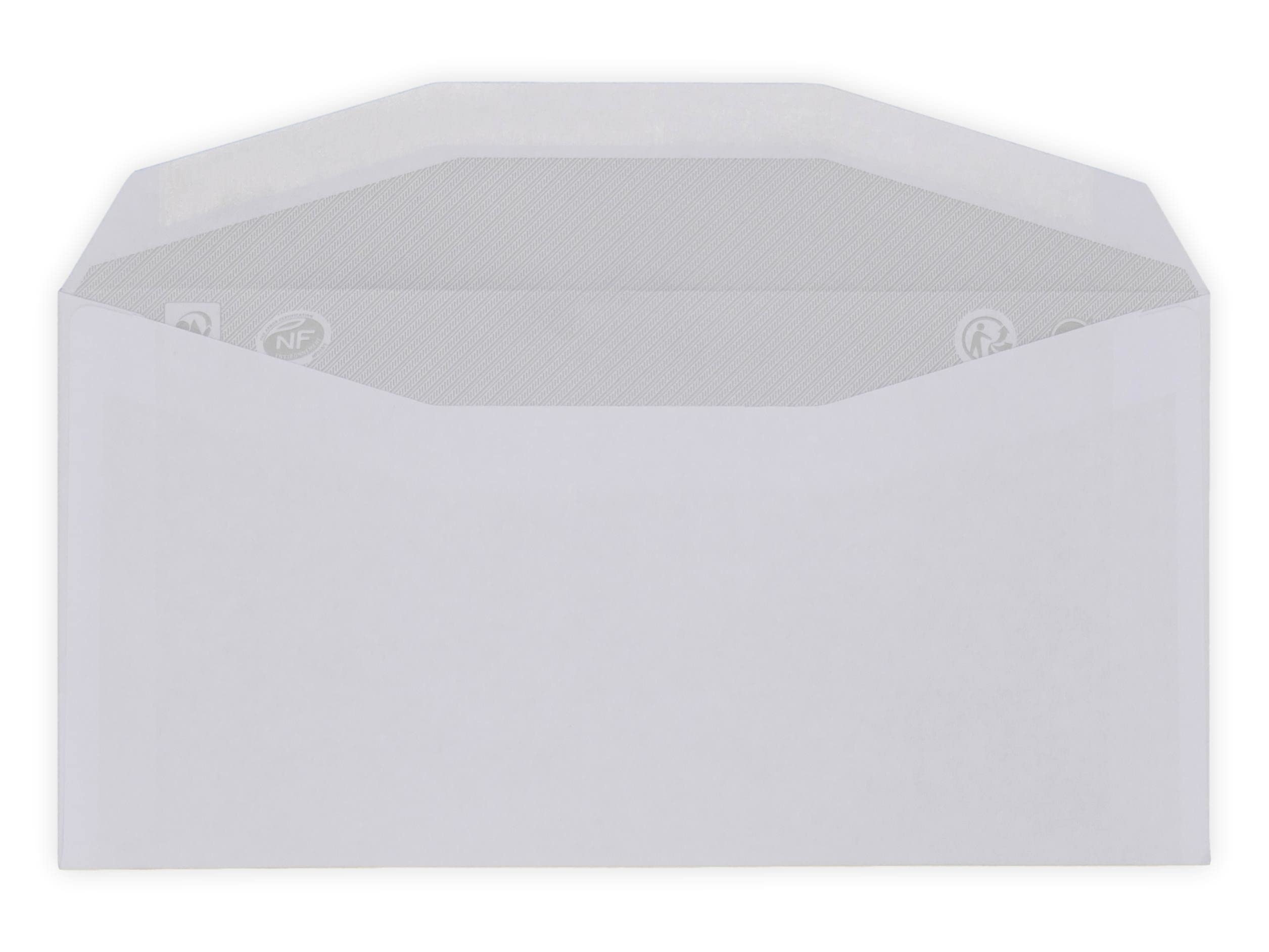 2000 enveloppes courrier DL2 114 x 229 mm patte gommée mécanisable pour machine mise sous pli automatique agrées Pitney Bowes, neopost, satas, bell howell,carat et compatible toutes mise sous plis