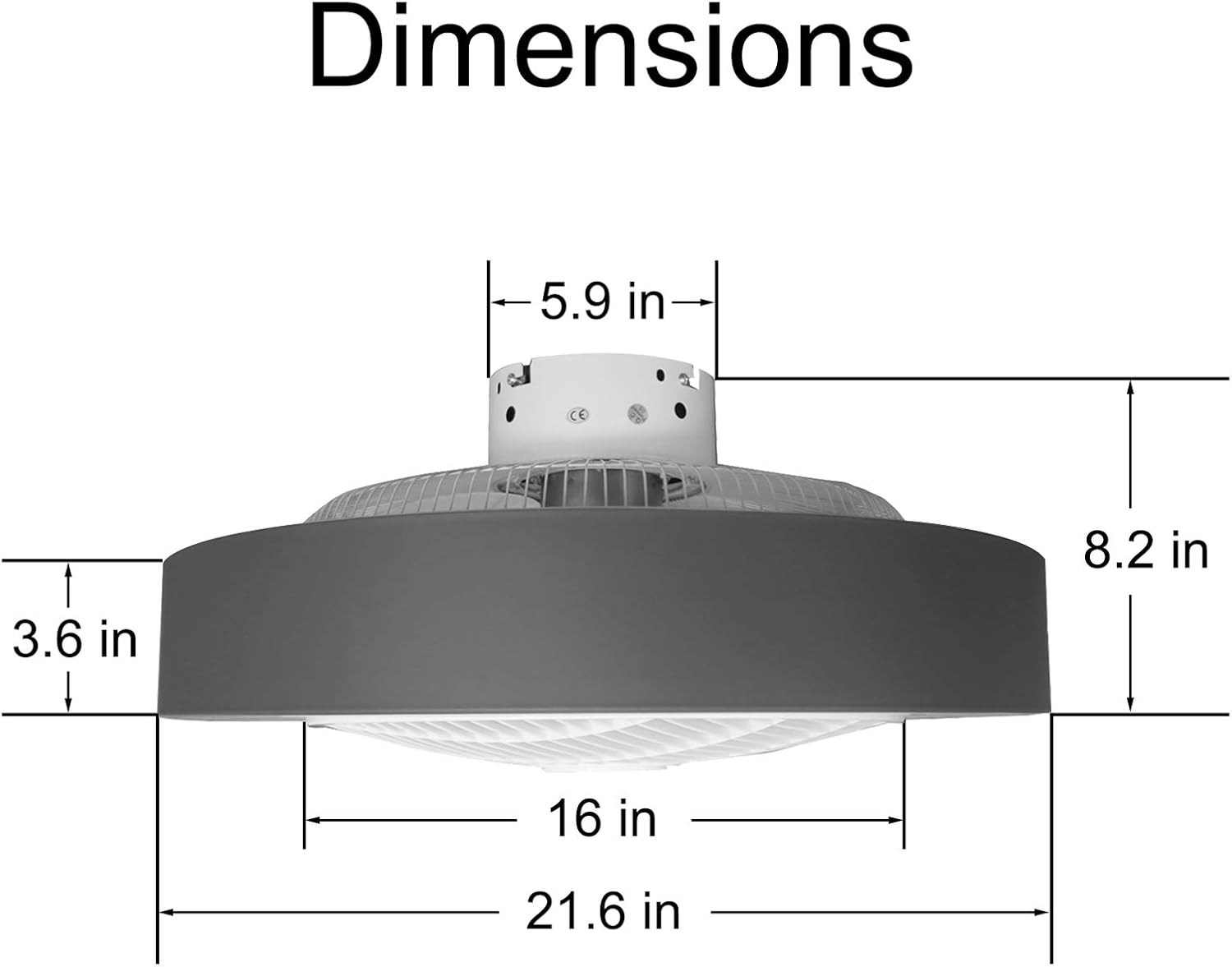 Best Jinweite Ceiling Fan with Light, 22 inches LED Remote Control Fully Dimmable Lighting Modes Invisible Acrylic Blades Metal Shell Semi Flush Mount Low Profile Fan,Gray